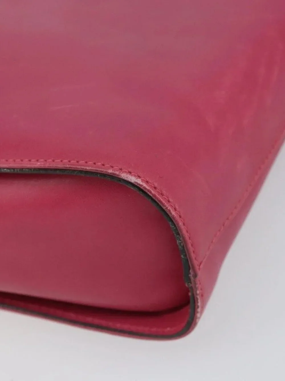 Salvatore Ferragamo Gancini Shoulder Bag Leather Pink Gold Auth 156730